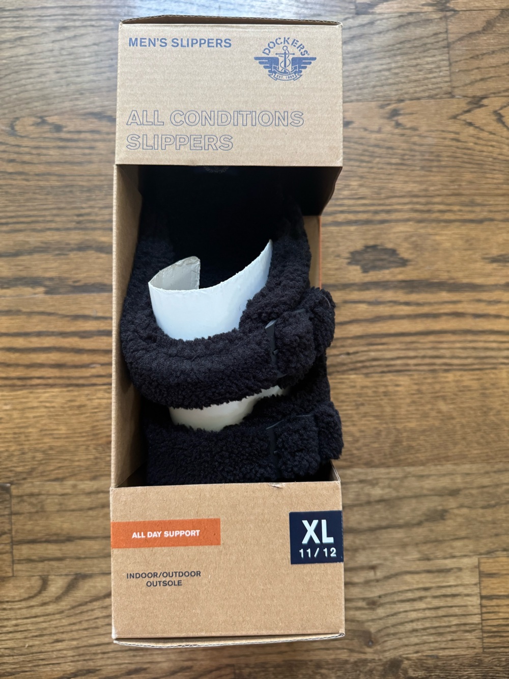 Dockers Men’s All Conditions Slippers Black Sherpa Indoor/Outdoor XL 11–12